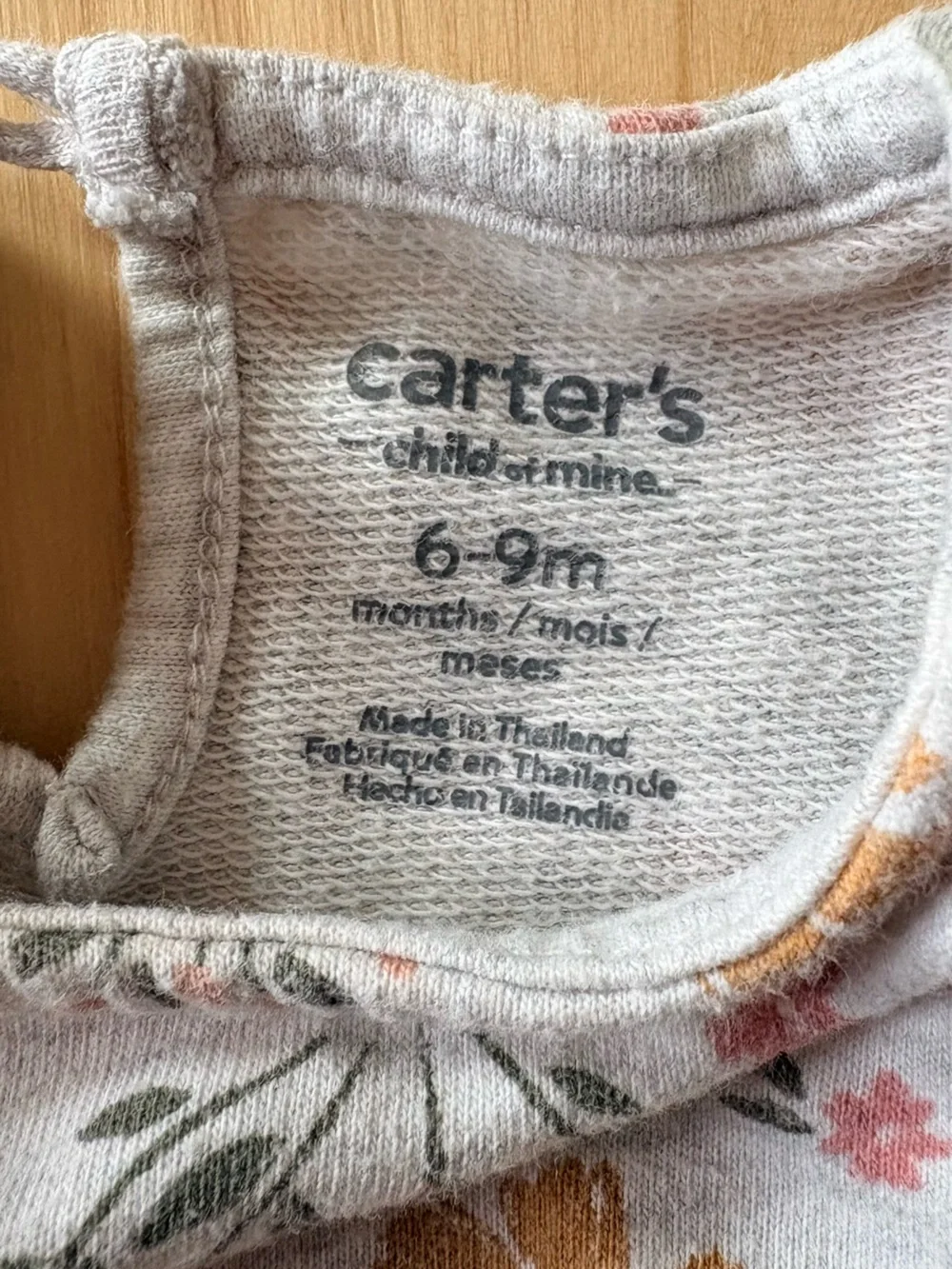 Carter's Cream Floral Ruffle Baby Romper with Mustard and Pink Flowers